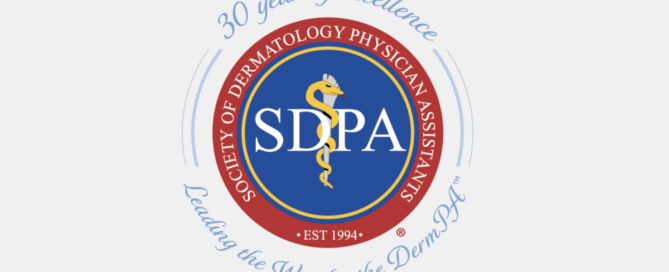 Logo for Society for Dermatology Physician Assistance. 30 years of Excellence, Leading the way for Derm PA
